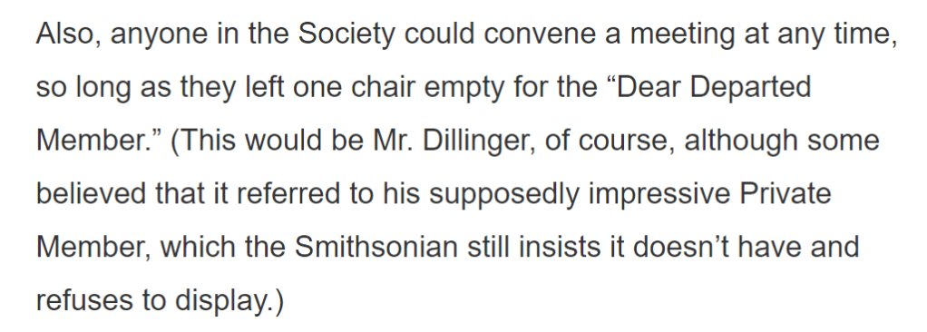 Masonic tradition in the John Dillinger Society